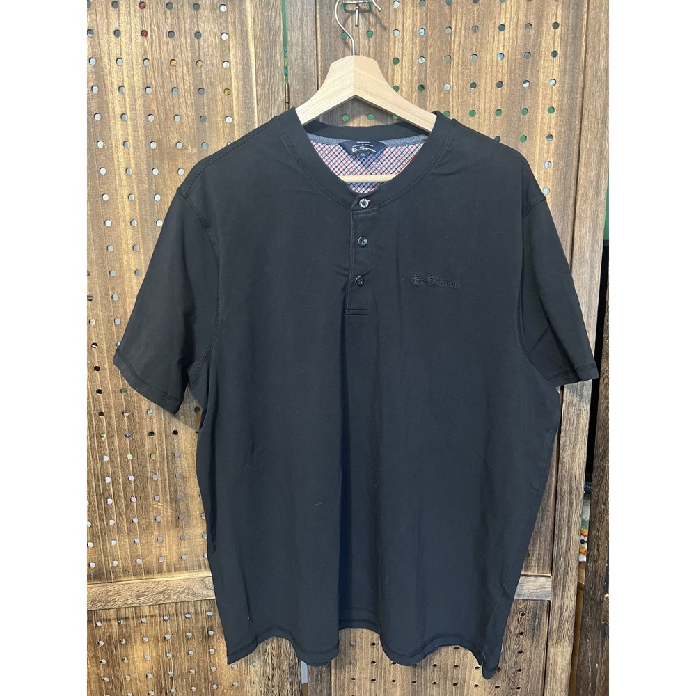 Ben Sherman Short Sleeve Shirt Men's XXL Black Punk Oi Skinhead Mod Polo Henley